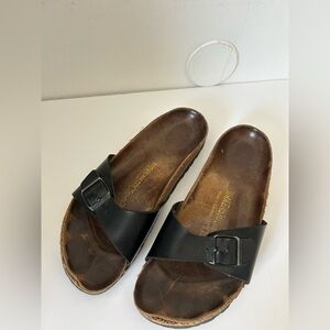 Birkenstock Madrid Leather Sandals Black size 38 size 7.5 women US